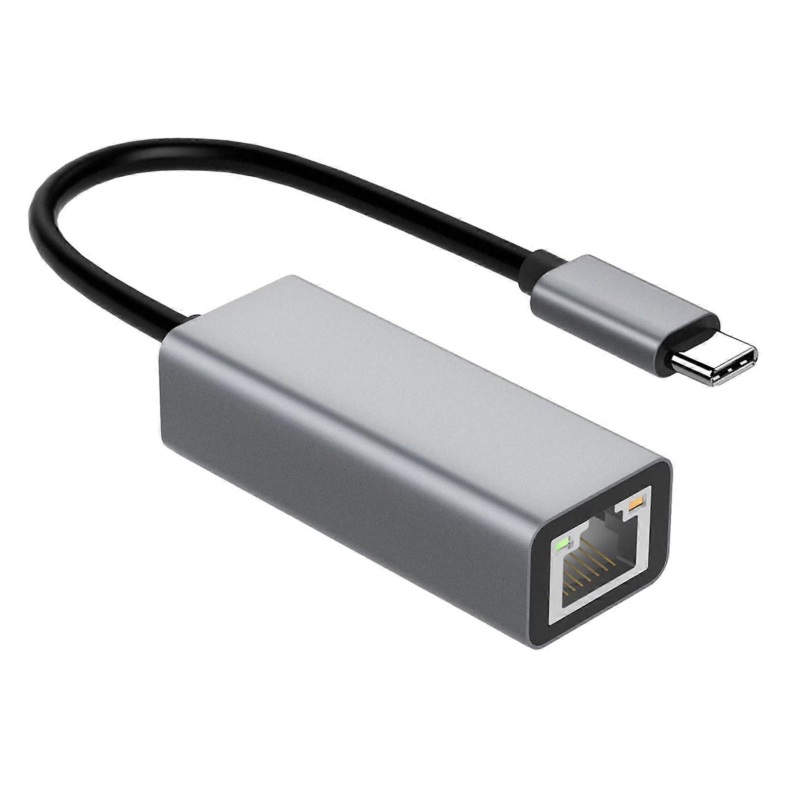 USB C Ethernet Adapter Speed 100Mbps Plug and Play LAN Connector for TypeC Devices Gray