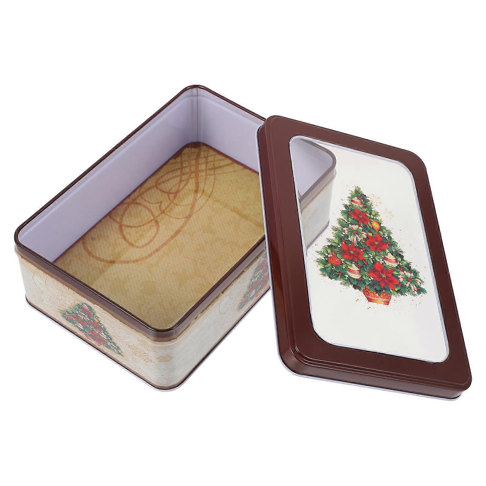 Tinplate Cookie Box Christmas Design Rectangular Shape Food Storage 1Pc