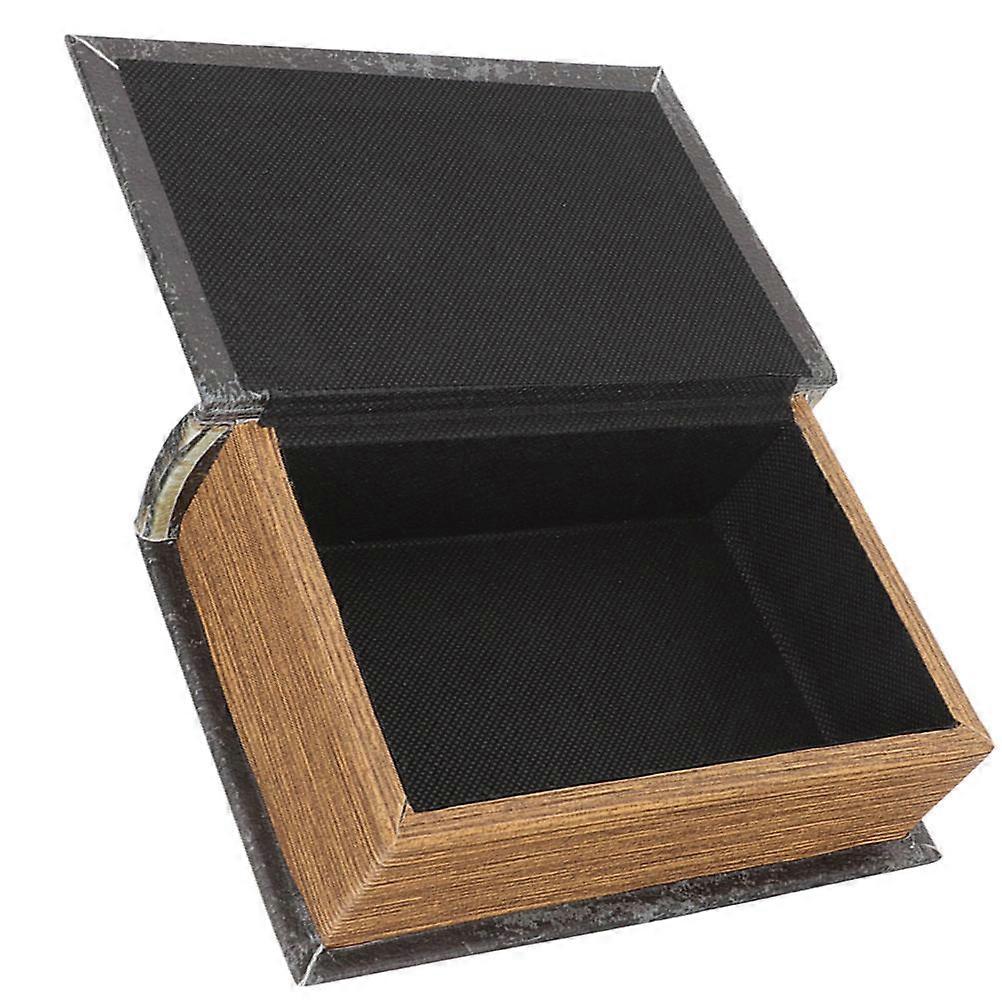 Faux Book Storage Box Vintage Style Decorative Prop Rectangular Shape Wooden Material 1Set