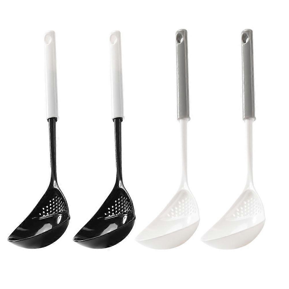 Kitchen Strainer Cooking Aid Colander Spoon Ergonomic Handle White and Grey 4Pcs