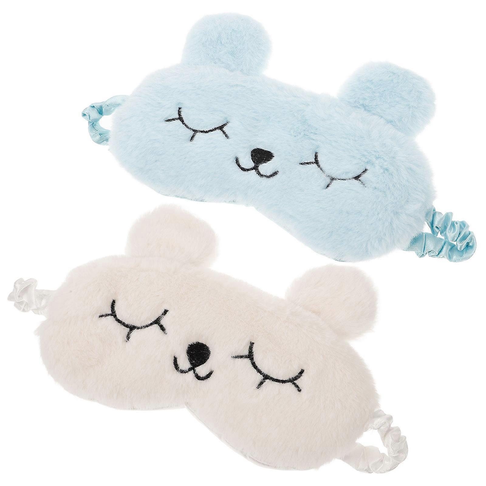 Plush Rabbit Eye Mask Eye Shade for Home Use 2Pcs Sleeping Set