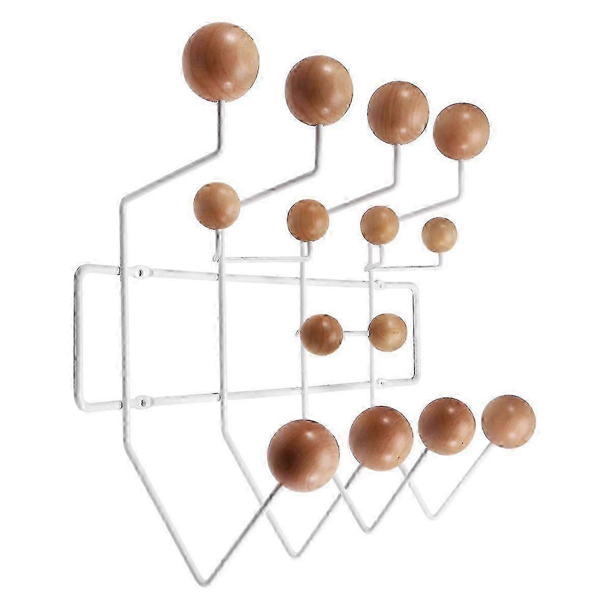 Iron Coat Rack with Solid Wood Ball Wall Hook Simple Coat Rack