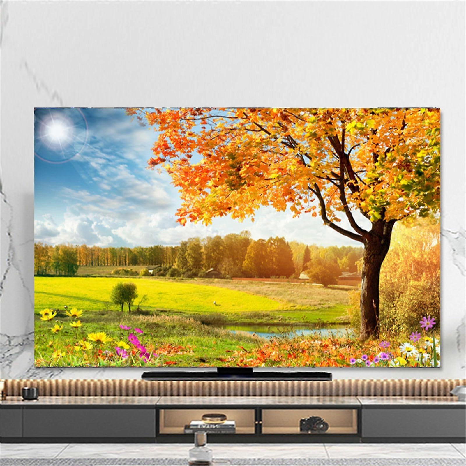 TV Dust Cover 4952 Inch with 3D Landscape Pattern, Breathable Fabric Screen Protector, Easy Install