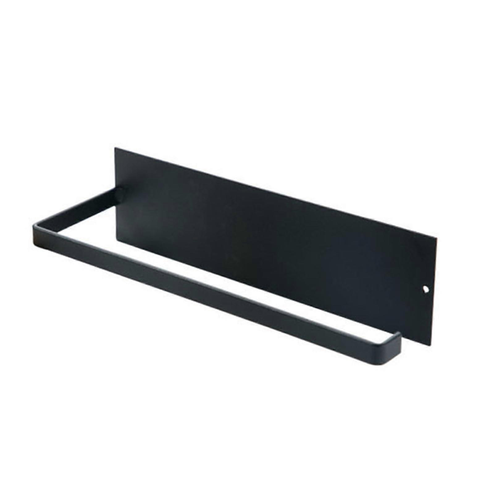 Paper Towel Holder Black No Drill Under Cabinet Rack SpaceSaving Wall Mounted Kitchen Organizer