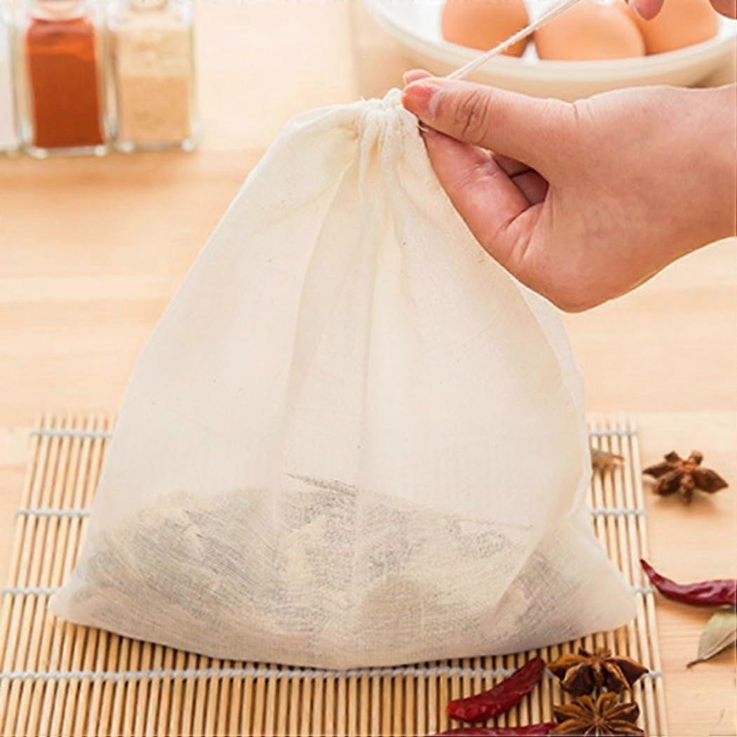 Reusable Mesh Strainer Bag for Tea Coffee Soup,  Temperature Resistant Cotton Filter Pouch