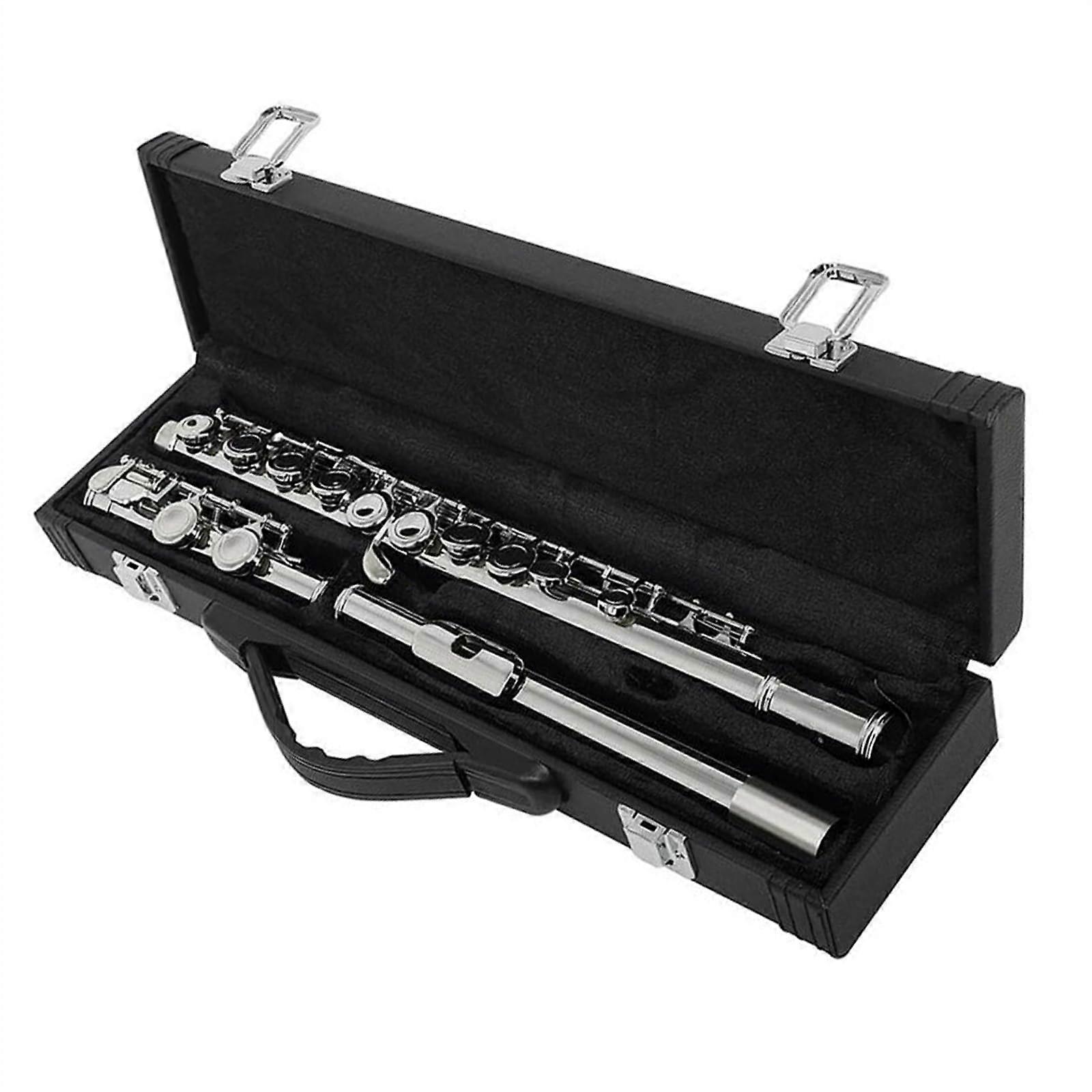 Silver Plated Beginner Flute 16 Hole C Key Closed Hole Cupronickel with Accessories