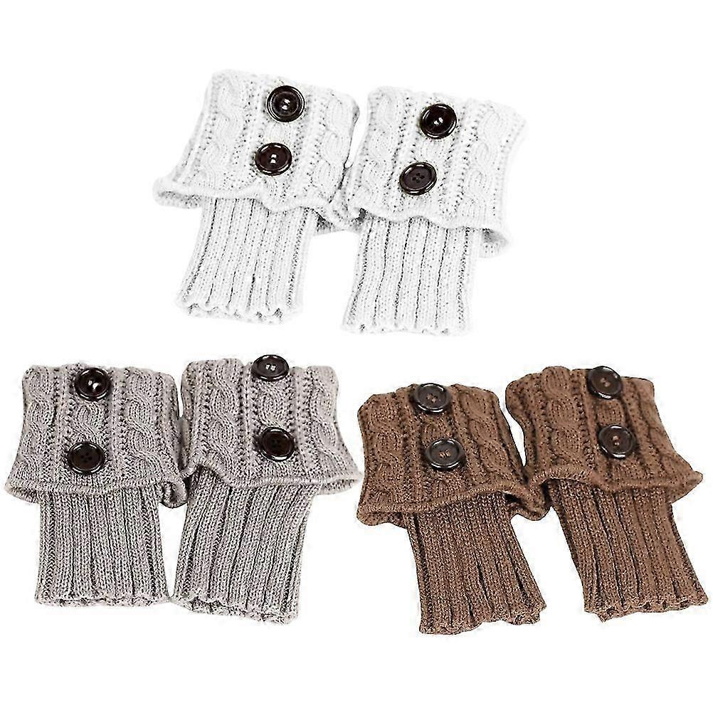 Boot Accessories Knitted Button Legwarmers Warmth Protection from Cold 3 Pairs