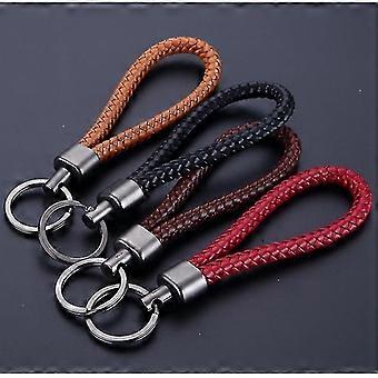 4 pieces key rings braided leather for car