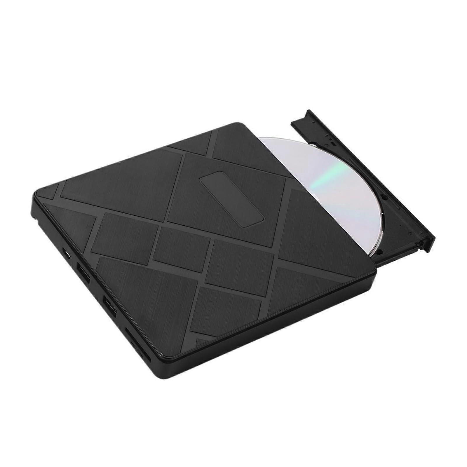 External DVD Drive USB3.0 TypeC CD/DVD Burner with Card Reader Slim Optical RW for PC Laptop
