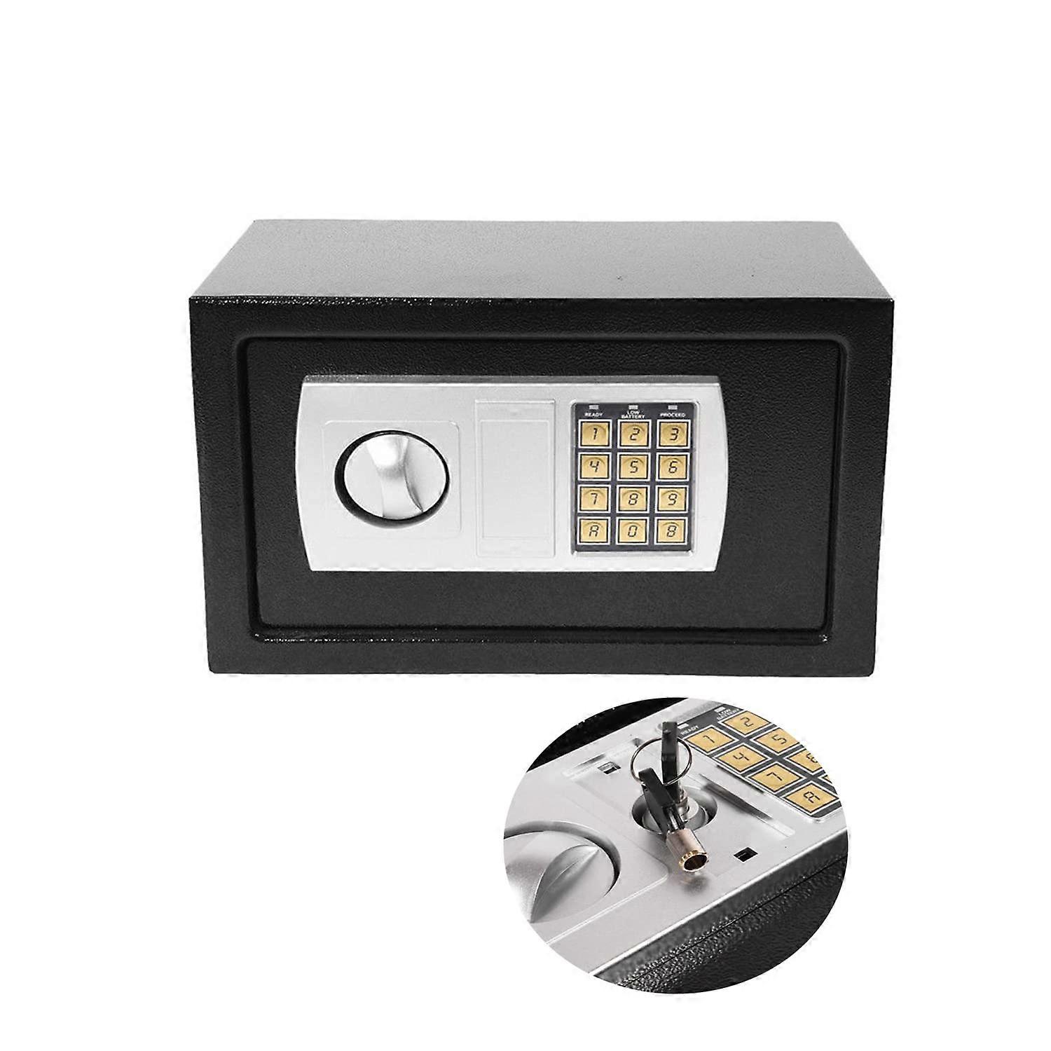 Electronic Safe Box with Secure Lock, Steel Construction, Emergency Key Access, Black 8.5L