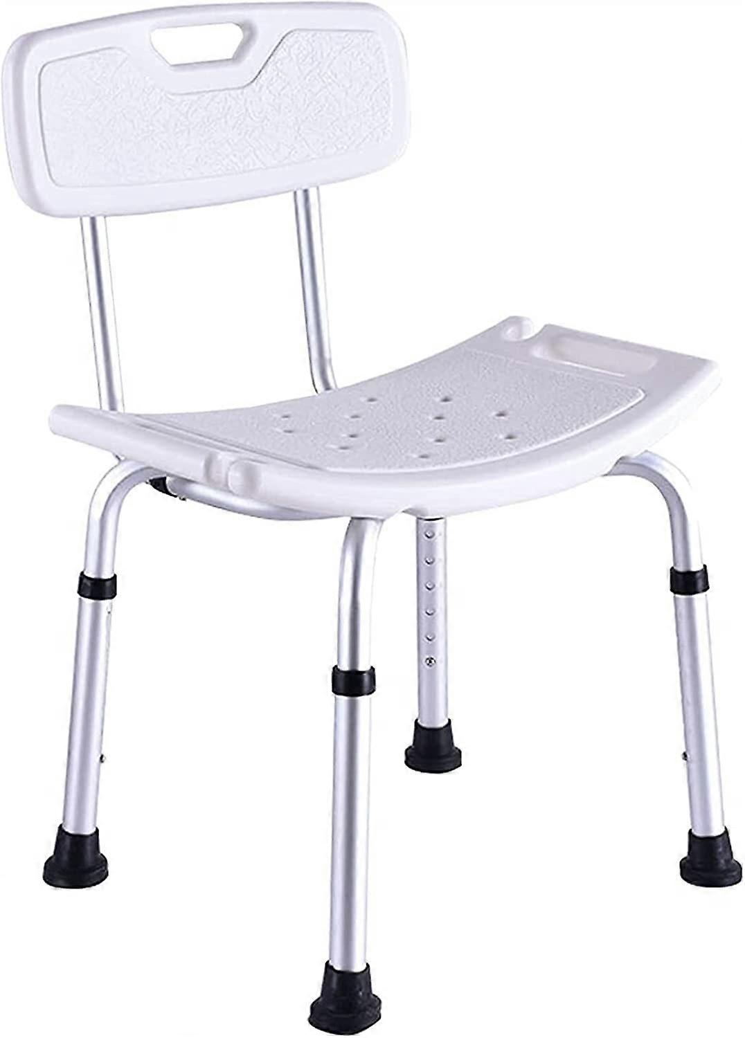 Shower Chair for Elderly Adjustable Height Bath Seat with Ergonomic Backrest 51cm White Stool