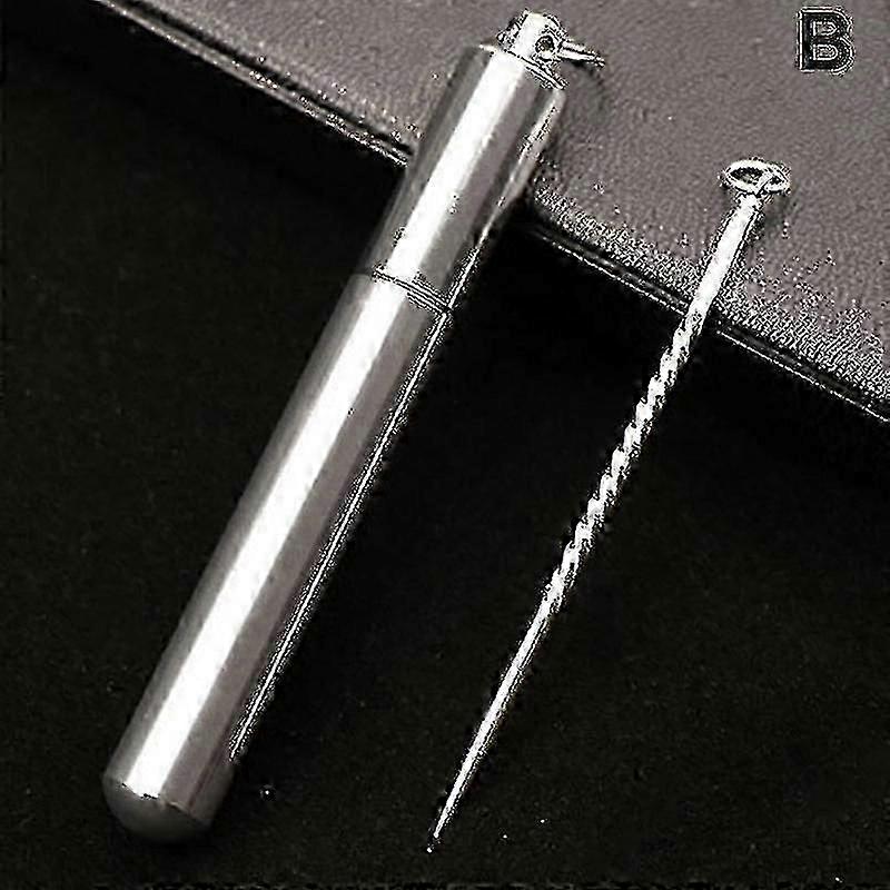 Compact toothpicks for camping - silver reusable travel set