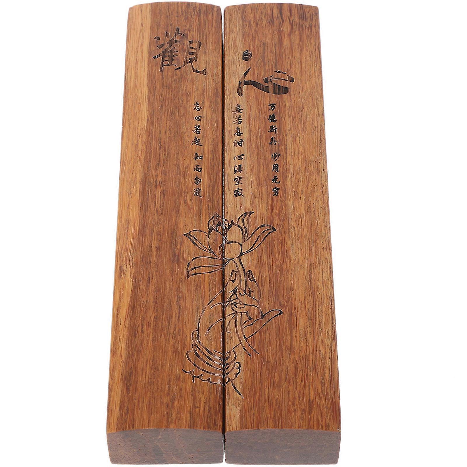 Brown Wood Calligraphy Paperweight for Practice 2Pcs Rectangular Paper Weights