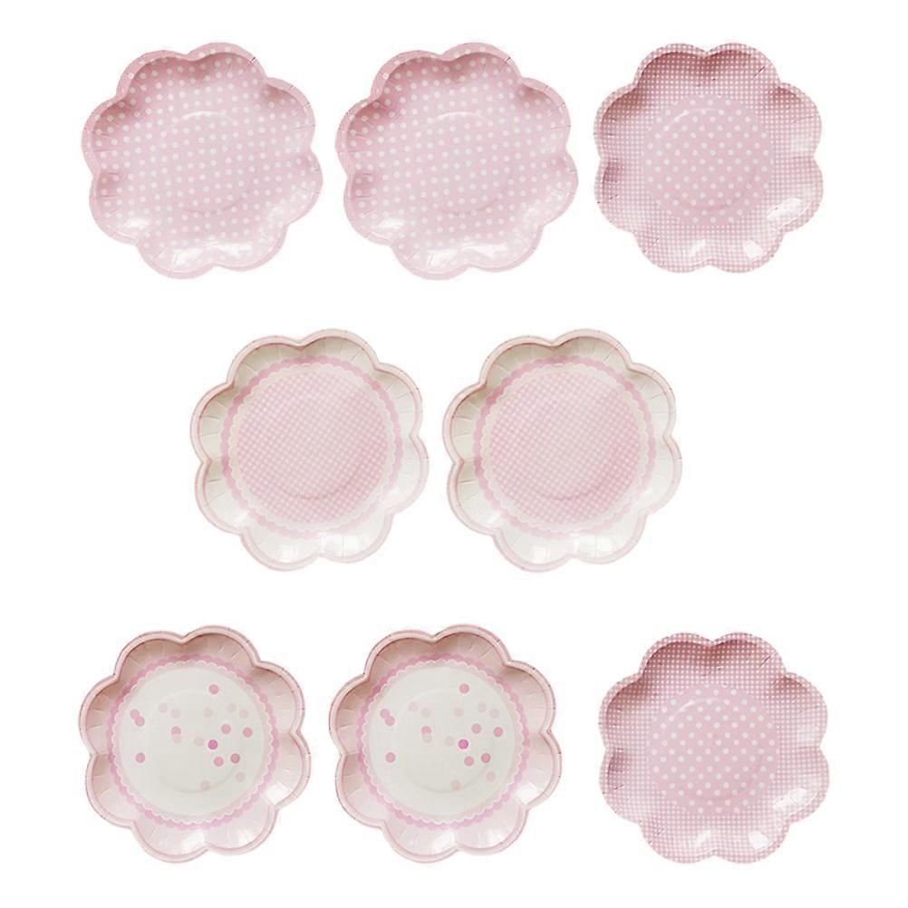 Once Use Paper Plates Flower Shaped Cake Plates for 8Pcs Set
