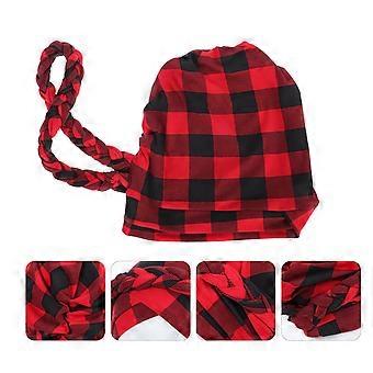Gorro vermelho feminino, com aba larga e macio, ideal para pacientes em quimioterapia e para maior conforto ao dormir.