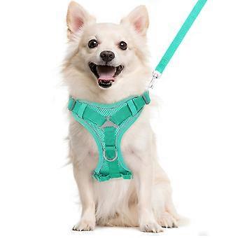 Ontsnappingsbestendig kattentuigje en riemset met reflecterende strepen, ademend mesh-vest voor wandelingen, maat L, meerblauw
