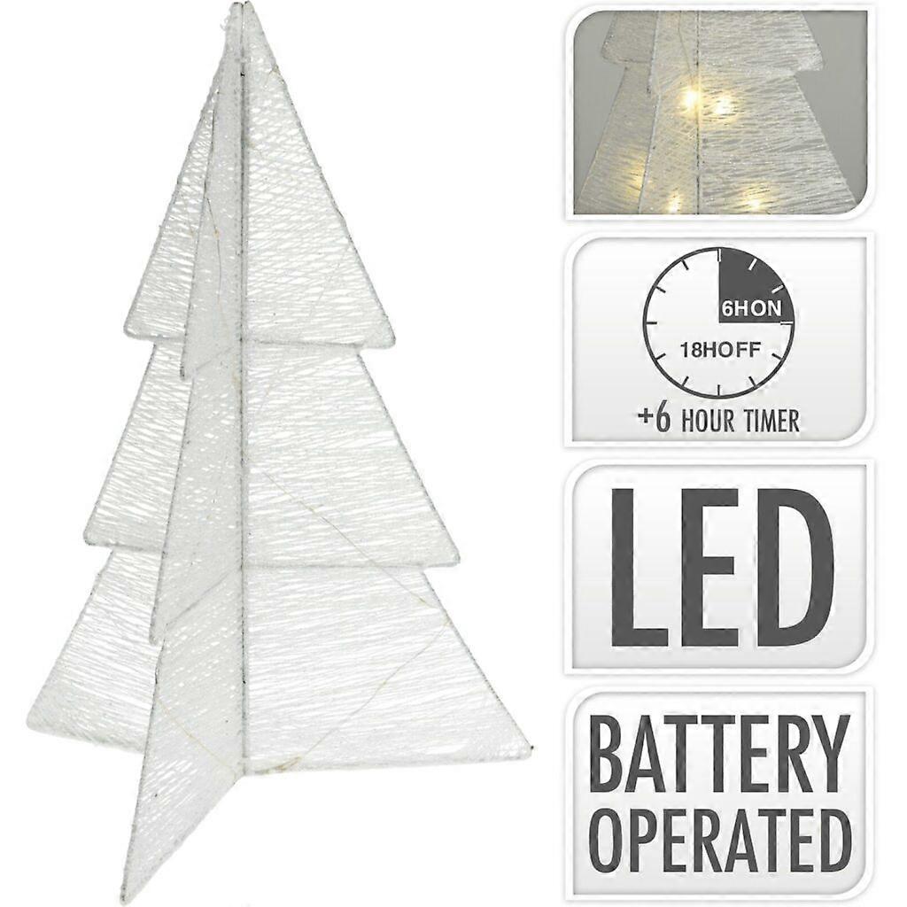 Hopfällbar vit julgran med LED-timer, 50 cm