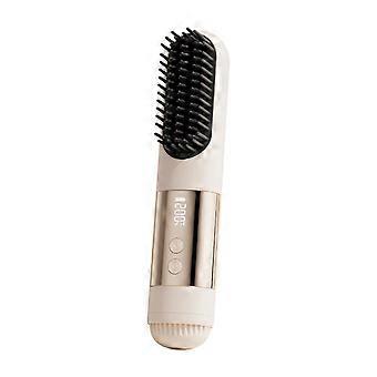 Brosse Go Brush Pro améliorée pour cheveux courts, 3 réglages de température, chauffe rapide en 30 secondes, ionique + céramique, air froid, batterie rechargeable USB-C 2500 mAh (beige)
