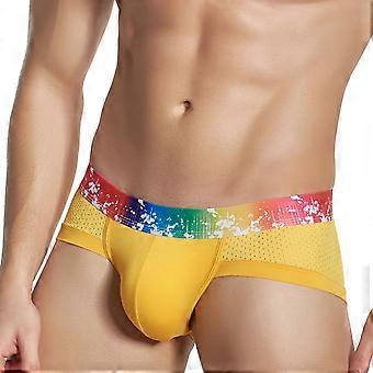 Calzoncillos para hombre, suaves, transpirables, de tejido de malla, con bolsa 3D, cintura elástica arcoíris, diseño U-convexo, ropa interior deportiva para uso diario.