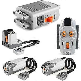 5pcs Power Function Motorized Blocks Power Kit with 2 Medium Motors, 1 Battery Box, and 1 IR Remote Control