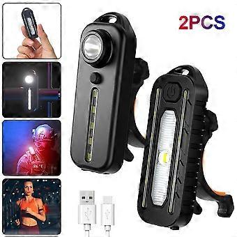 Mini Rød / blå blinkende advarselslampe Night Safety Bike Light USB-sykkel baklys hjelm skulderlys for løpende sykling