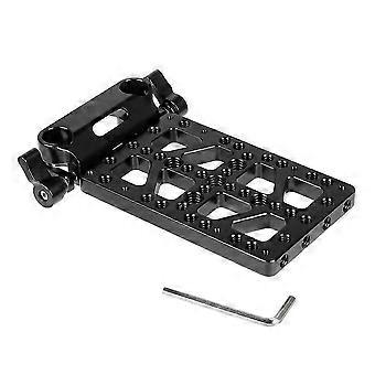 Wedge Plate Quick Release Base Plate with 15mm Rod Clamp for Camera Power Adapter, Shoulder Kit Acc