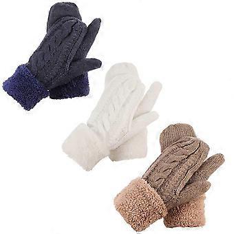 Women Winter Mitten Gloves, 3 Pairs Soft Warm Thick Gloves for Cold Weather, Gift for Ladies