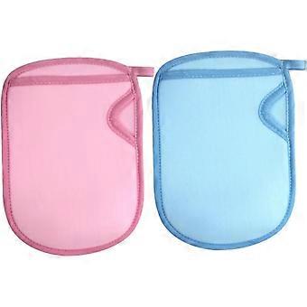 4 Pcs Boys and Girls Bathing Gloves Exfoliating Mittens for Gentle Skin Scrubbing Soft Shower Gloves Blue and Pink for Child Bathing Care