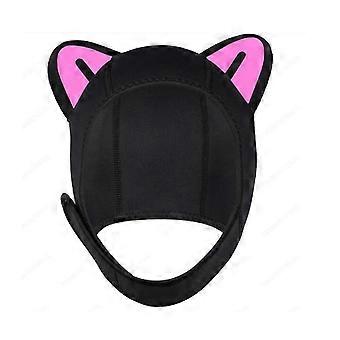 Cat Ears Scuba Diving Hood Cap Lovely Surfing Cap for Sailing Kayaking Canoe black white ear Sxx