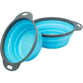 Colander Set - 2 Colander pieghevoli (filtri) Set by Comfify - Include 2 filtri pieghevoli Dimensioni 8 "- 2 Quart e 9.5" - 3 Quart Blu e Grigio