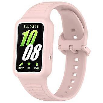 Silicone watch strap with integrated case, replacement strap, pink, for Samsung Galaxy Fit 3