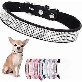 Rhinestone Dog Collar for Small Medium Dogs, Bling Diamond Fancy Glitter Pretty Jewel Pet Puppy Collar for XS Small Medium Breed Girl Dogs Female Cats