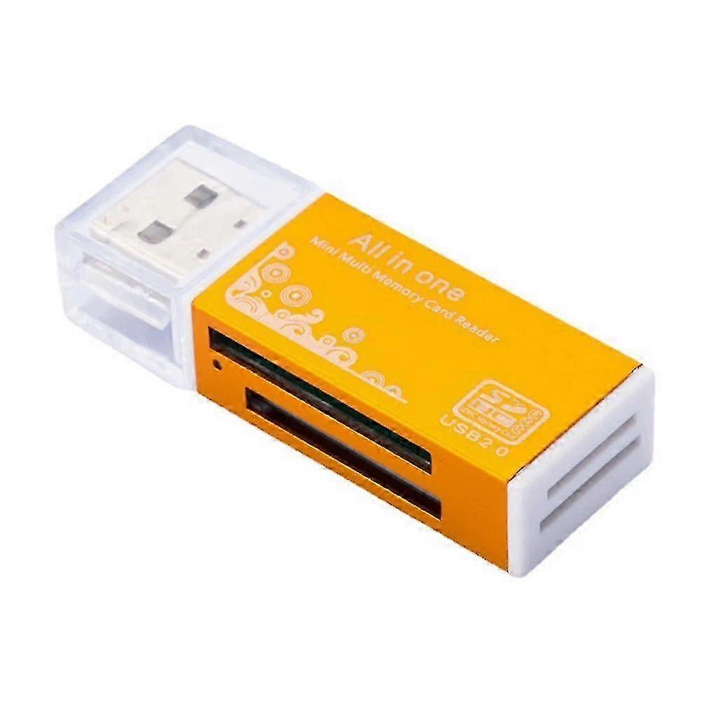 USB 2.0 Card Reader 4 in 1 Multi Card Reader Memory Adapter compatible with Memory Stick T-Flash/M2/MS Card Reader Gold