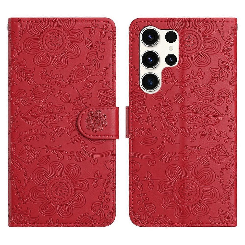 Floral Embossed Pattern Leather Phone Case