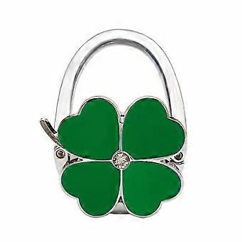 Four-Leaf Clover Handbag Hook, Portable Metal Bag Hanger with Enamel Design, Foldable Purse Hook