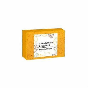 Saponetta detergente viso al limone e curcuma, illuminante e detergente con particelle esfolianti naturali, delicato per viso e mani, leggero profumo di limone e curcuma