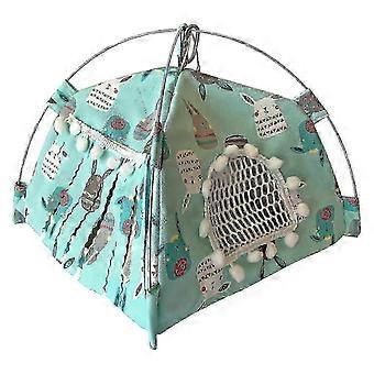 Animal Hiding Tent with Double Entrances and Screen Windows, Soft Fleece Lining, Small Rodent Pet Sleeping Nest AV