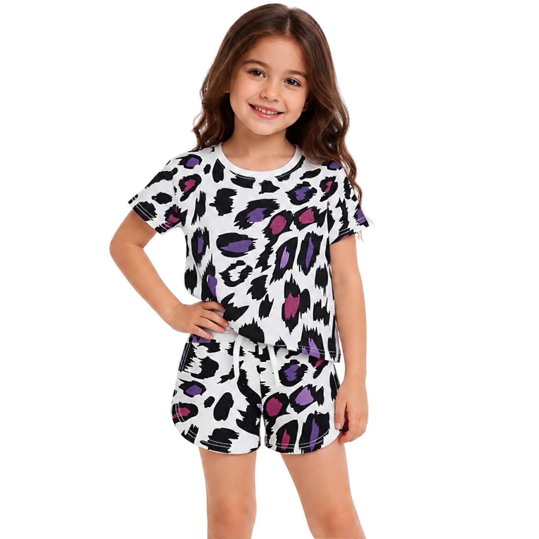 Meisjes Leopard Crop Top & Shorts Set