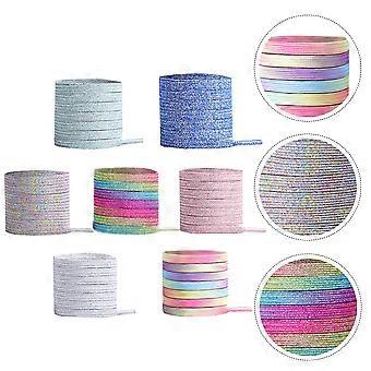 7 paia di lacci elastici colorati da 100 cm fai-da-te con fibbia (argento + colorato + rosa colorato + argento colorato + verde argento + blu argento + colo chiaro