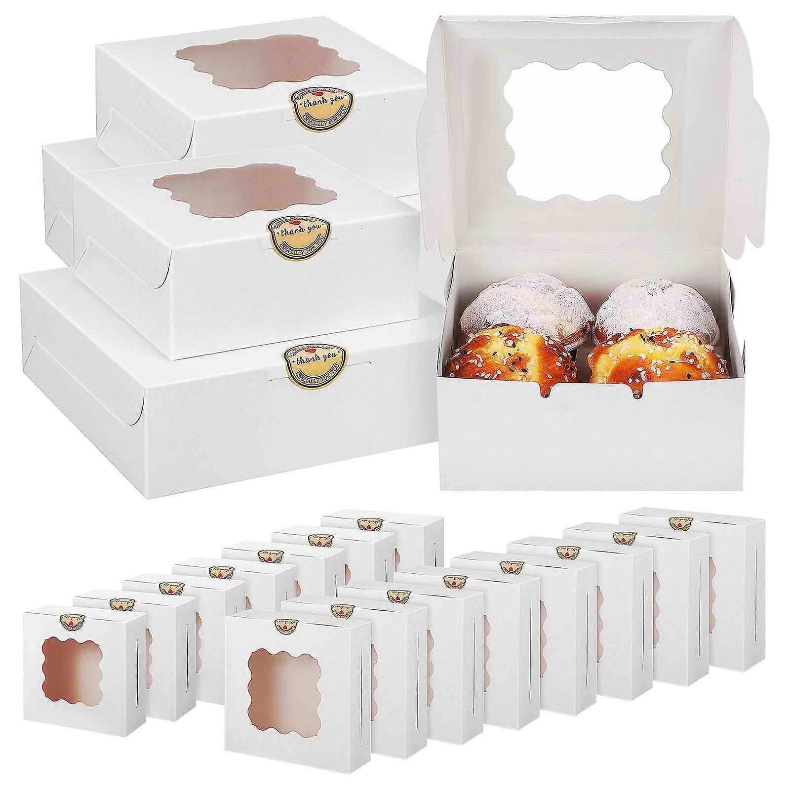 20pcs Cupcake Boxes Paper Packaging Boxes Pastry Disposable Containers with Window