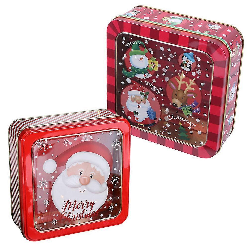 2pcs Christmas Candy Cookie Packaging Box Adorable Square Shape Candy Box Random Style