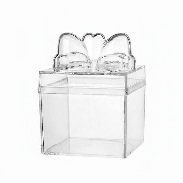 2xClear Candy Box with Bow Versatile Transparent Candy Box Multipurpose Cube