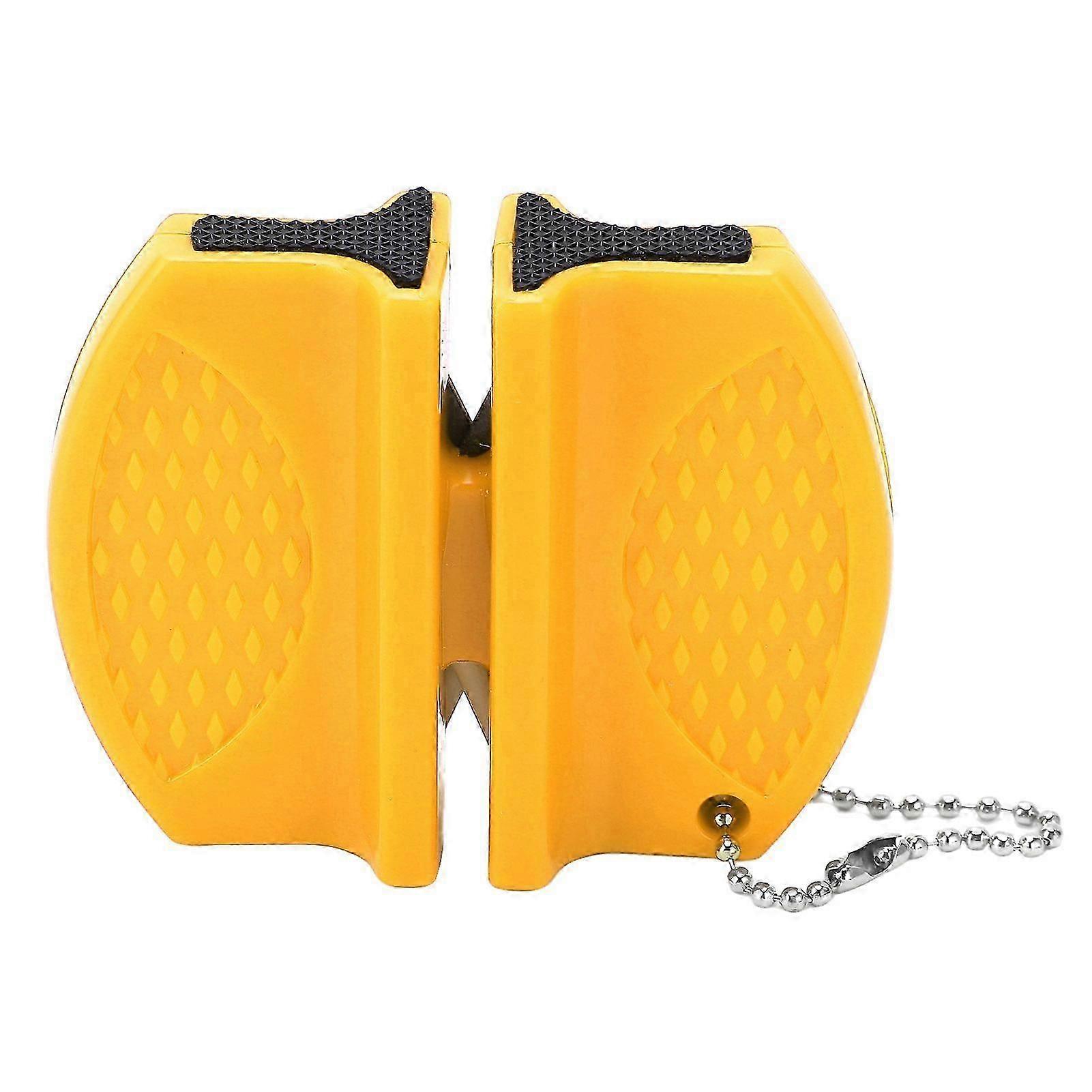 Portable Mini Knife Sharpener Multifunctional Double Sided Pocket Knife Sharpener compatible with Outdoor UseYellow