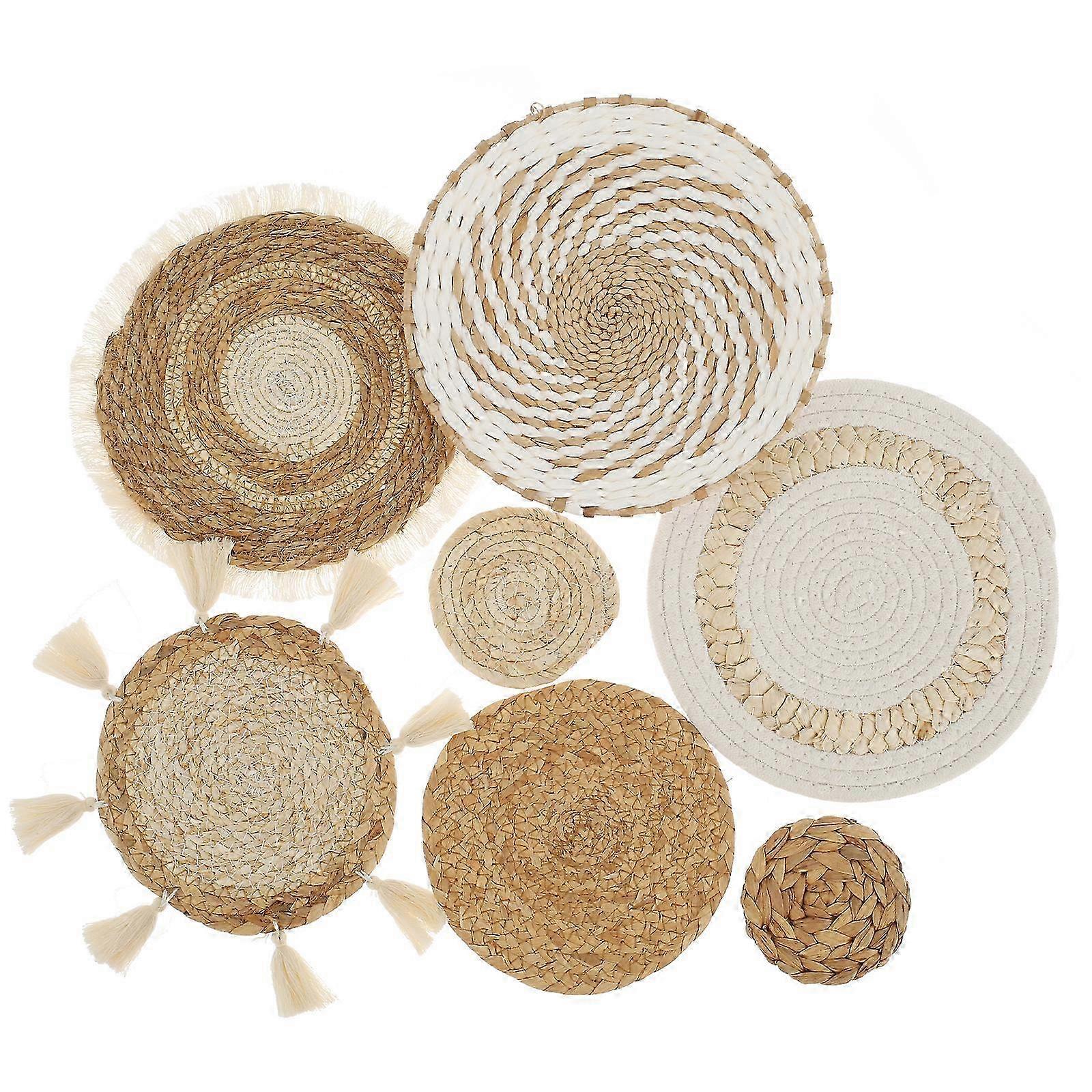 7pcs Natural Woven Wall Baskets