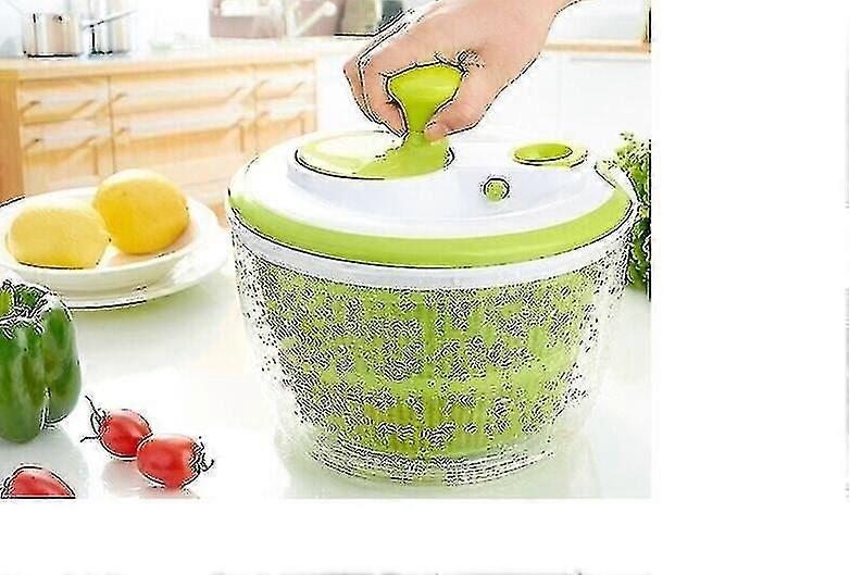 Retractable Pull Salad Spinner | Transparent And Green_l