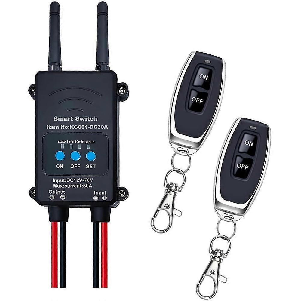 DC 12V-76V Bluetooth Wireless Remote Control Switch,30A Relay Module with Adjustable Delay Timer(5s/2min/10min/30min)