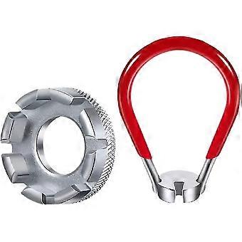Bike Spoke Tool Bicycle Spoke Wrench Cycling Pocket Tools 6 In 1 Bike Rim Correct Kit Spoke Tool - Red2Pcs)