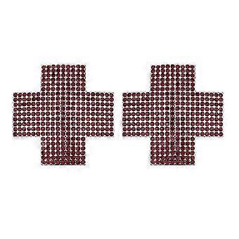 Women's Cross Shape Rhinestone Nipple Covers, Alloy, for Parties, Festivals, Crimson Red