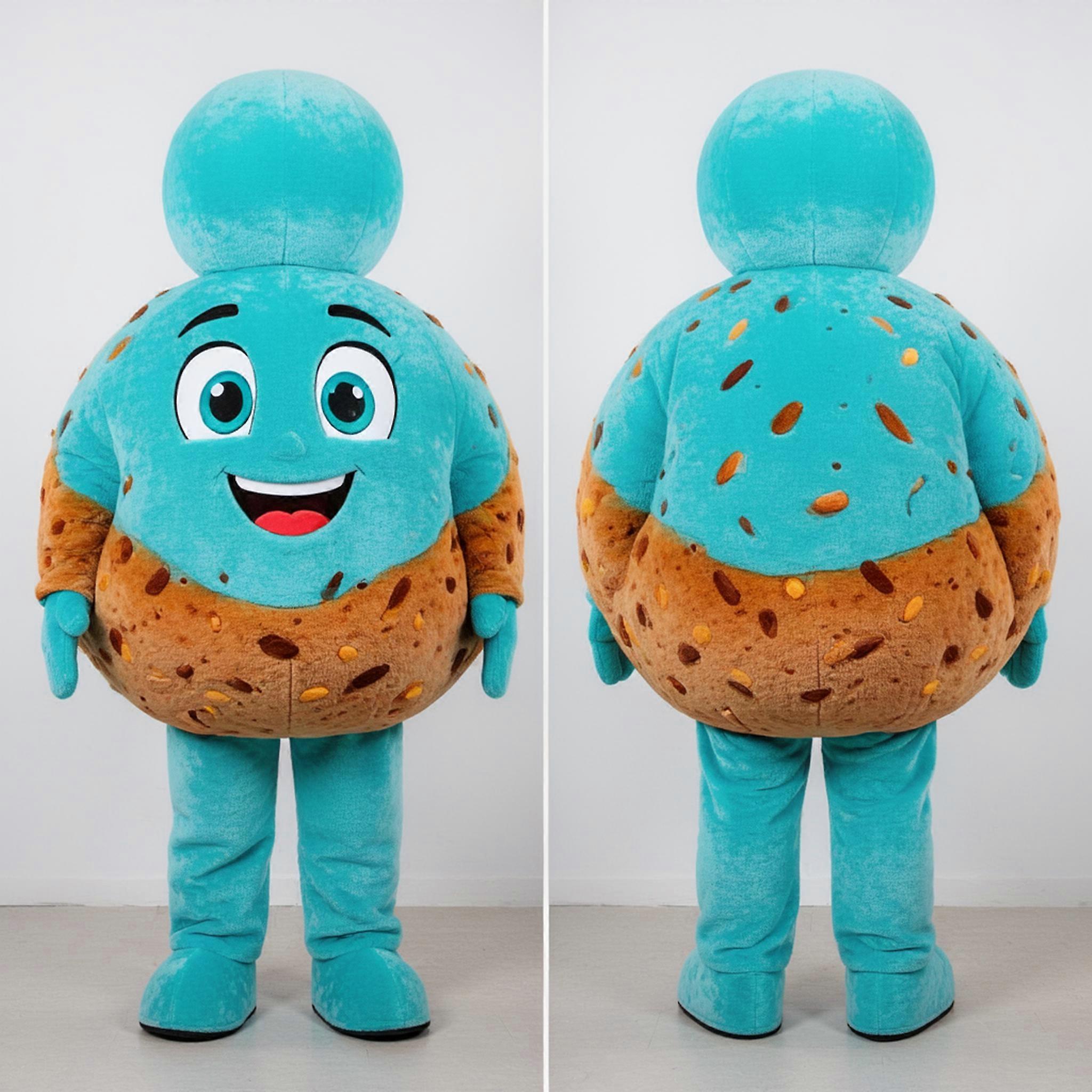 MASTICOT Cyan Round Falafel Mascot