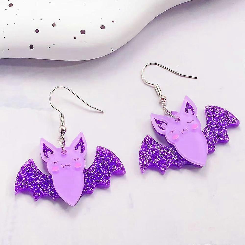 Acrylic Dangle Earrings Bat 45mm